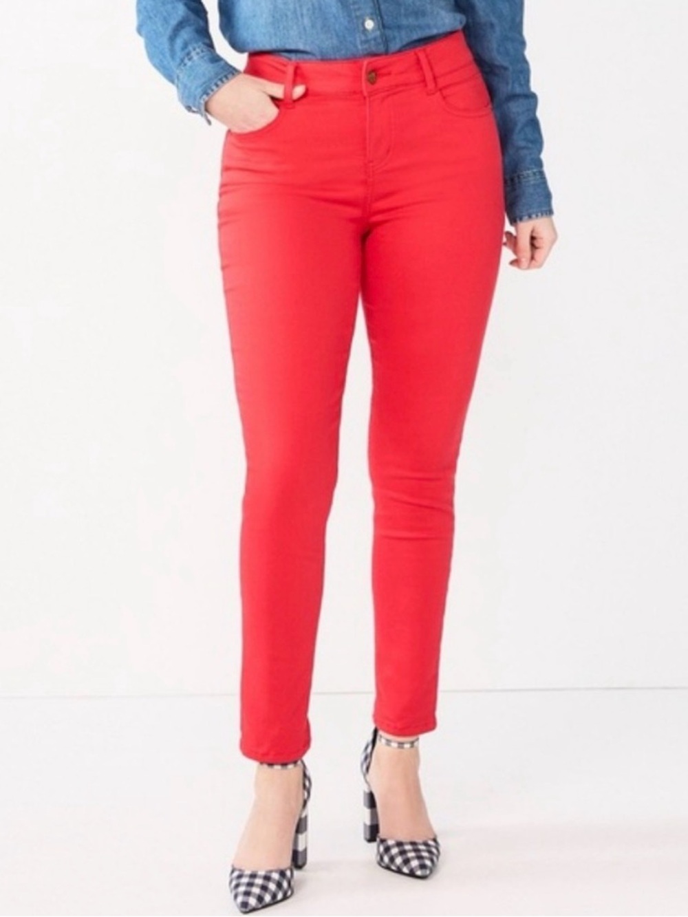 Draper James RSVP Red Skinny Stretch Ankle Pants